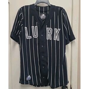 Lurking Class by Sketchy Tank Black & White Pinstripe Baseball Jersey Men's Sz L